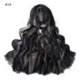 Detailed view of the gradient wrinkled rayon scarf showing soft texture and delicate fringe trim. - Style 13