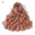 Lightweight striped long scarf for women, elegant casual pink shawl with glitter details. - Style #8