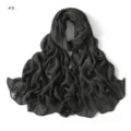 Detail view of the soft crinkled rayon scarf texture, lightweight and breathable fabric. - 3#