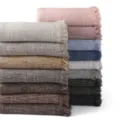 Solid color crinkle cotton scarf with fringe, soft vintage winter shawl for women. - Mixed Colors