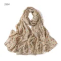 Floral print chiffon scarf detail showing soft fabric texture and delicate abstract flower pattern. - 299#