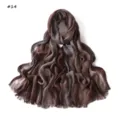 Brown gradient crinkle scarf detail shot, soft rayon pleated texture with fringe trim. - Style 14