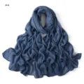 Blue crinkle rayon scarf detail shot, showing soft texture and rolled edges clearly. - 4#