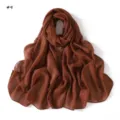 Brown striped sequin long scarf, lightweight sheer cotton linen shawl for women daily wear. - Style #9