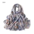 Breathable soft chiffon printed scarf with stylish abstract marble floral pattern. - 300#