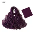 Dark purple modal lace long scarf with matching elastic under cap set detail display. - 190cm / Style 16