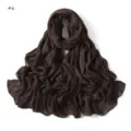 Vintage solid color crinkled cotton blend long scarf soft breathable elegant wrap shawl - Size 6