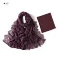 Detail view of breathable modal lace long scarf and matching elastic underscarf set. - 190cm / Style 17