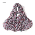 Lightweight blue chiffon scarf featuring a stylish red polka dot pattern for women. - 302#