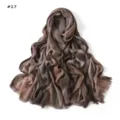 Gradient modal wrinkled scarf detail, soft lightweight fabric texture with fringed edges. - Style 17