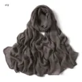 Solid color wrinkled rayon long scarf with rolled edges, breathable soft draped detail. - Size 8