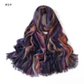 Gradient modal wrinkled long scarf, breathable soft lightweight shawl with fringed edges. - Style 19