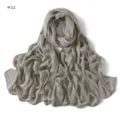 Grey crinkled cotton scarf detail, lightweight breathable fabric with rolled hem edges. - Size 11
