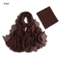 Solid color modal cotton lace long scarf matching elastic tube cap set for breathable daily wear - 190cm / Style 20