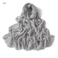 Grey crinkled cotton scarf detail, lightweight texture and soft fringed edge design. - Gray