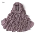 Solid color crinkle rayon long scarf with rolled edges, breathable soft headscarf shawl. - 13#