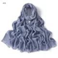 Solid color cotton modal crinkle long scarf for women, lightweight breathable autumn winter. - Grey Blue