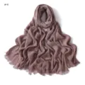 Women solid color crinkled cotton scarf vintage long tassel shawl breathable winter wrap - Dusty Pink