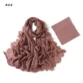 Detail view of the breathable modal lace long scarf and matching elastic tube cap set. - 190cm / Style 24