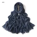 Solid color rayon crinkled long scarf with fringe edges, handmade retro dirty dyed style. - Polka Dot (#4)