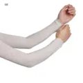 Detail close-up of breathable modal arm sleeves in heather gray, soft and elastic fabric. - Black Polka Dot