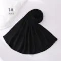 Black pleated long hijab scarf, lightweight soft breathable crinkle polyester head wrap. - Black