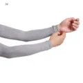 Grey solid color modal arm sleeves for sun protection, breathable and elastic daily wear. - Beige Geometric