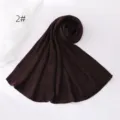 Solid color crinkle hijab breathable polyester long scarf lightweight fashion head wrap - Dark Brown