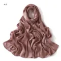 Detailed view of the pink satin silk scarf, soft draped fabric showing wide stripes texture. - Geometric #5