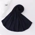 Solid color bark crinkle scarf, breathable polyester hijab, elegant long shawl wrap - Dark Blue