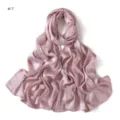 Pink satin silk long scarf detail, smooth breathable texture, elegant draped fashion accessory. - #7