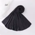 Detail shot of the dark grey crinkled long scarf showcasing soft fabric texture and drape. - Dark Gray