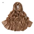 Solid color wide stripe imitation silk long scarf, soft breathable satin hijab shawl for women. - Style #8