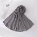 Solid color breathable crinkled long hijab soft stylish lightweight polyester headscarf - Gray