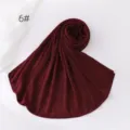 Solid color crinkle scarf lightweight breathable long hijab soft polyester fashion head wrap - Dark Wine Red