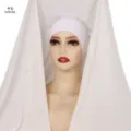 Solid color silky thick chiffon hijab with matching inner cap and built-in magnetic buckle. - #6 White / 180cm