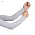 Solid color modal arm sleeves detail view showing breathable elastic fabric and comfortable fit. - #7