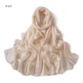 Solid color satin long scarf women fashion minimalist breathable travel shawl headscarf. - Style #10