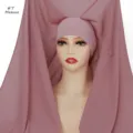 Solid color chiffon hijab with inner cap, all-in-one elegant headscarf for women. - #7 Mauve / 180cm