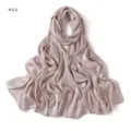 Solid color minimalist imitation silk long scarf, soft breathable satin hijab shawl for daily women. - Style #11