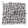 Black and white plaid print chiffon square scarf, retro versatile fashion headscarf for women. - Black Grid Rose