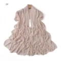Solid color rhinestone stretch mesh scarf detail view, elegant soft drape long wrap shawl. - 2#