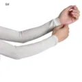 Detailed view of solid color modal arm sleeves, breathable and stretchy fabric for daily wear. - US Size 8