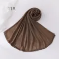 Solid color crinkle scarf, lightweight breathable long hijab, soft fashion polyester head wrap. - Dark Brown