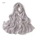 Grey imitation silk scarf detail, soft and smooth satin texture for women elegance. - Style 13