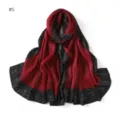 Autumn winter women pleated long scarf elegant red black polka dot breathable shawl - Geometric #5