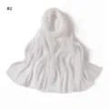 Solid white shiny satin long scarf for women, soft draped shawl and elegant head wrap. - Pattern #2