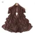 Solid color rhinestone mesh scarf shawl breathable drape long wrap in brown style. - 6#