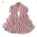 Pink mesh scarf with sparkling rhinestones, lightweight sheer shawl for elegant women daily. - 7#