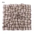 Vintage plaid print chiffon square scarf, elegant women hair scarf and neck wrap style. - US Size 6